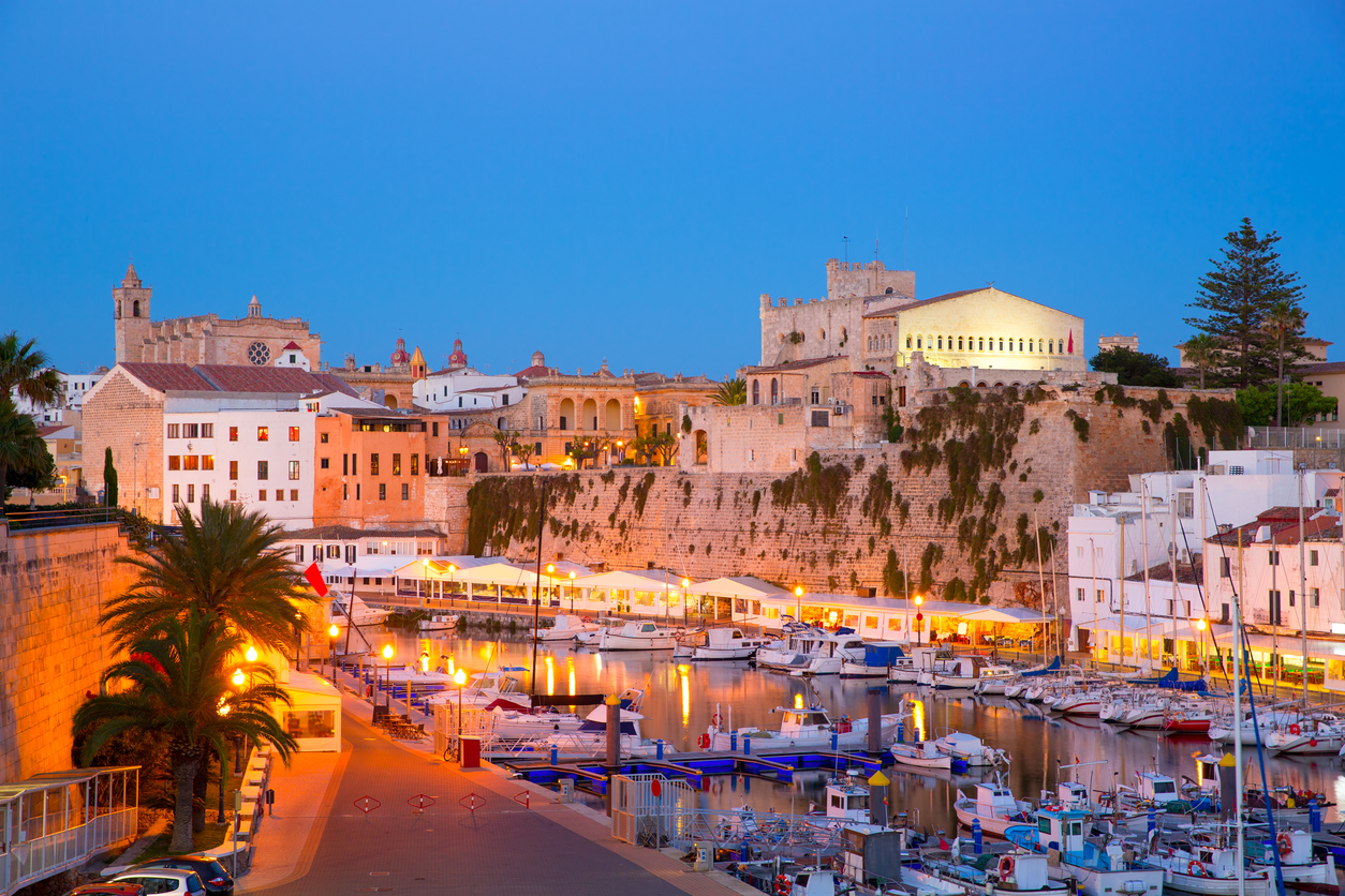 Mallorca's harbour with city view, Spain