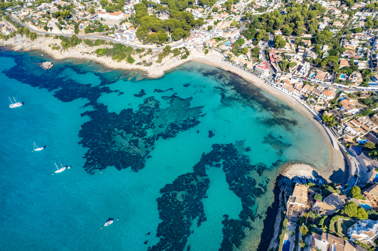Aerial view of stunning Costa Blanca shore, Spain