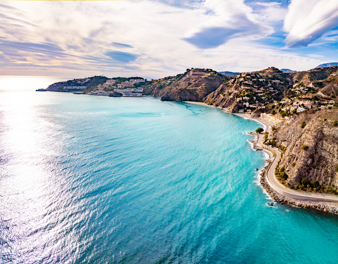 Aerial view of south of Spain Mediterranean coastline